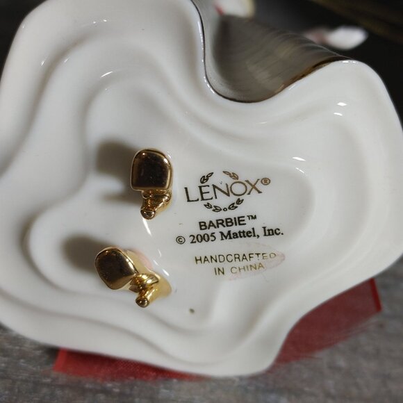 Barbie Ornament Lenox 2005 White Gold Red Sash Handcrafted Porcelain Collectible - Picture 3 of 13